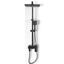 SALISCENDI DOCCIA ASTA MISCELATORE SOFFIONE DOCCETTA INOX SET DOCCIA BAGNO NERO