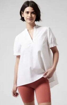 NWOT ATHLETA Levitate Poplin Tee Extra Large XL Bright White Top Ret. $129