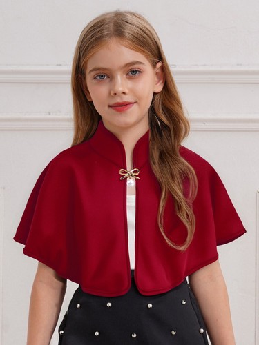 Kids Girls Cardigan Big Pearl Pendant Capes Flower Girl Shawl Wrap Birthday - Picture 52 of 62