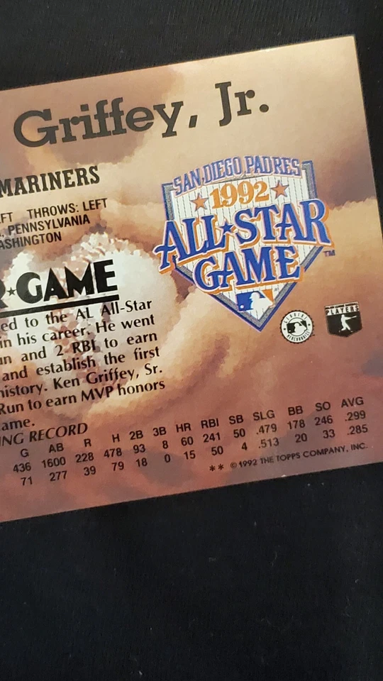 Ken Griffey Jr. 1993 Topps Stadium Club Murphy #56 All-Star Mint  - Image 4 of 4