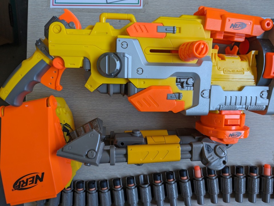 Nerf Vulcan EBF25 Complete Gun With Ammo Box and Two Ammo Belts Tripod