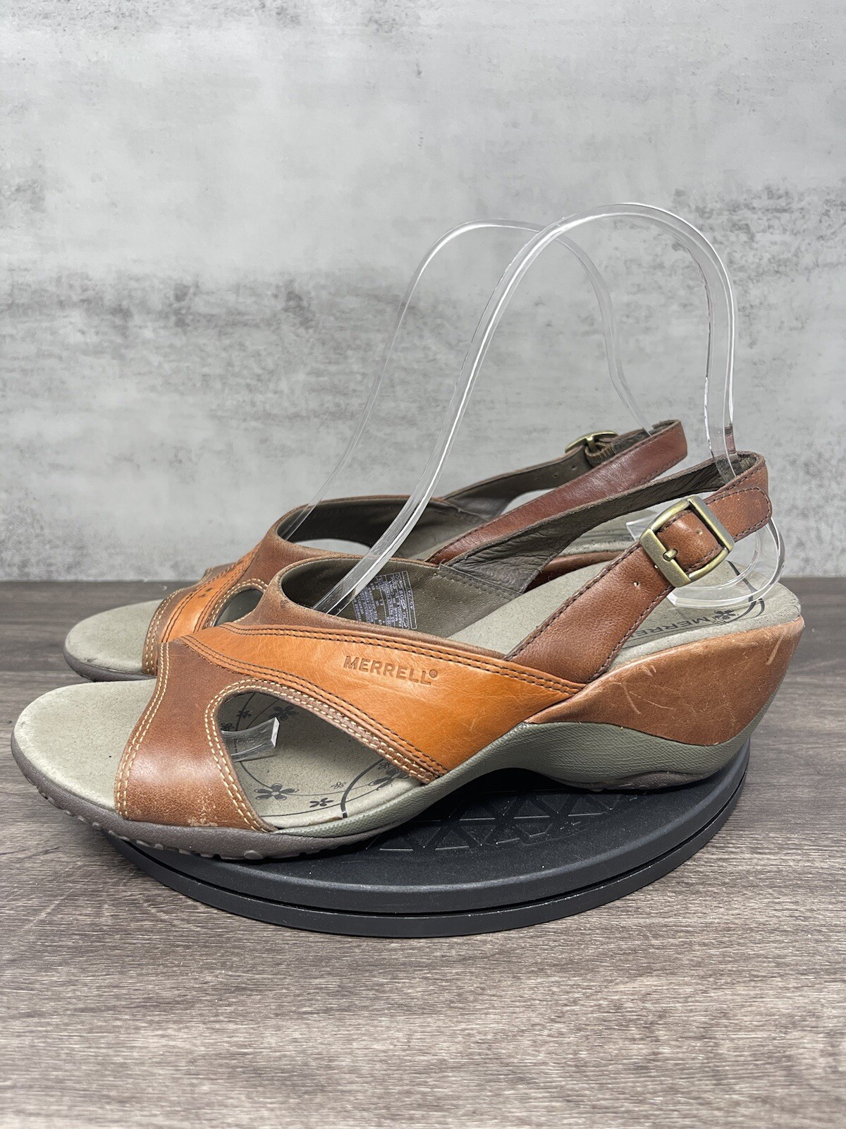 Merrell sandali donna 7 cinturini slingback pelle marrone zeppa primula