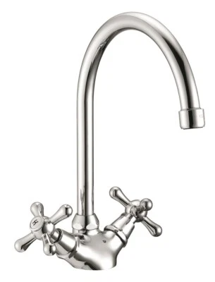 SCHLÄFER Rubinetto Cucina Lavandino/Lavello con Manopola Antica, Canna Alta a J Cromato