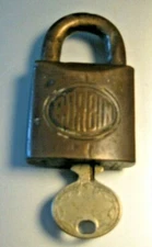 Corbin Lock Antique Brass Padlock Lock Patent 1909 Vintage 