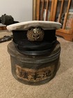 Wwii Japanese Officers Navy Hat with Metal Chrysanthemum Box