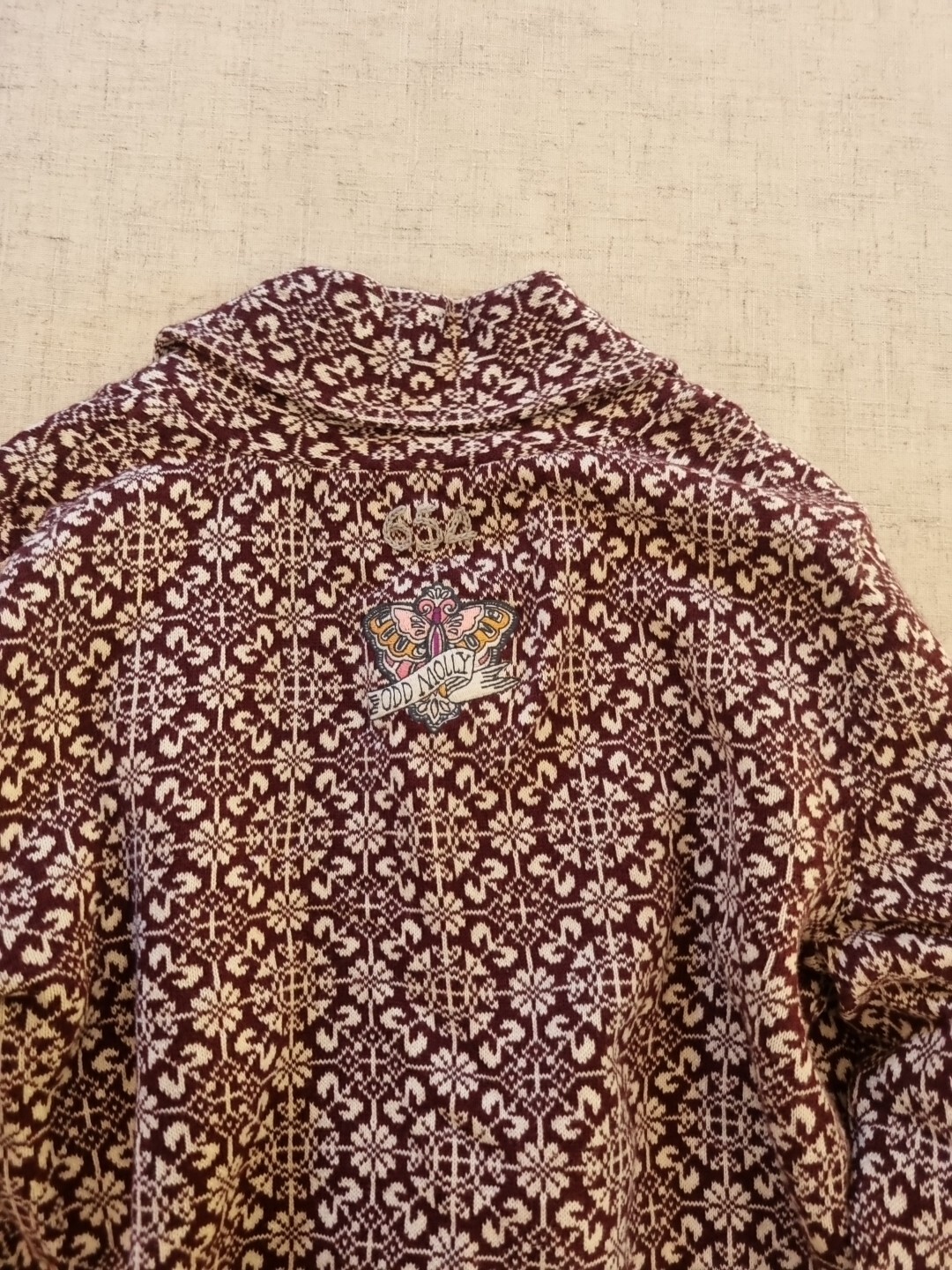 Odd Molly Burgundy And White 654 Canna Tie Cardigan Size 1 small eBay