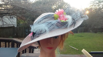 Kokin New York Pale Peach Rose Ribbon & Bow Bucket Kentucky Derby Hat - Vintage! KOKIN Hats for Women | eBay main image 3