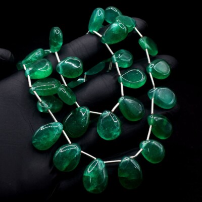 2 Strand Green Onyx 520.00 Cts Gorgeous Beaded Jewelery Necklace VK 45 E636