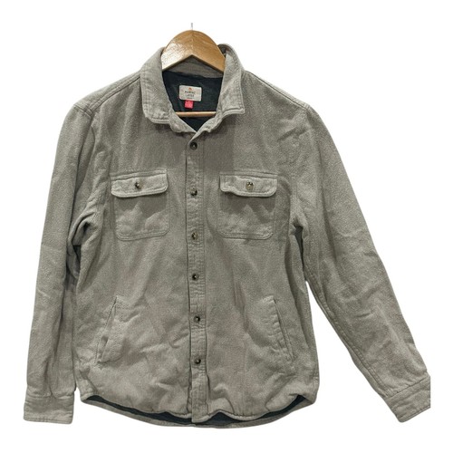 Marine Layer Button Up Karl Camping Shacket Mens M Gray Herringbone Cotton