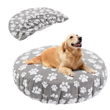 Washable Dog Bed Covers Replacement Round Waterproof Bed Cover for Dog Soft P...