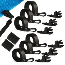 2024 Upgraded Pool Solar Cover Reel Straps,18 Pcs Including 6 Snap-Lock Solar...