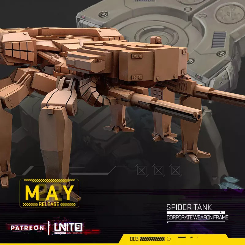 Figurine Wargame Unit-9 SpiderTank, réplique cyberpunk premium en résine haute définition