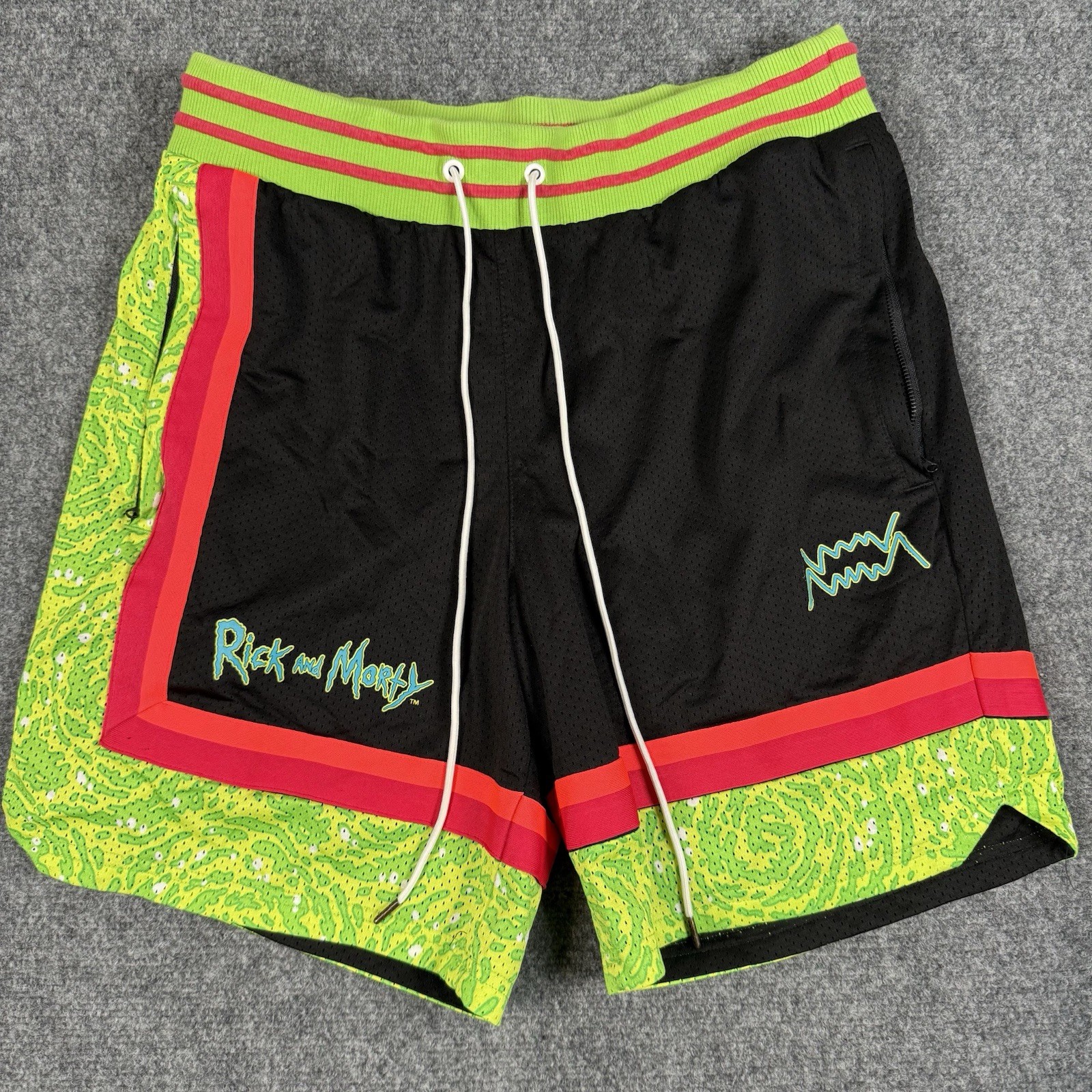🏀 PUMA x Rick and Morty Basketball Shorts Men’s Large Black Neon Green Mesh 🌌