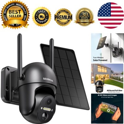 Solar Security Cameras Wireless Outdoor, 2K 360° View Battery Powered Outdoor...