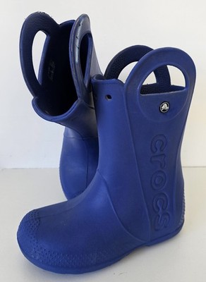 Blaue weiche Gummi Jungen Regen Clogs Gummistiefel Stiefel Gr. 3 (J3) Crocs Handle It