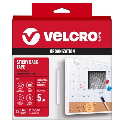 Klettband (R) Marke selbstklebendes Rückseitenband 0,75 x 15 Fuß - weiß - 90082