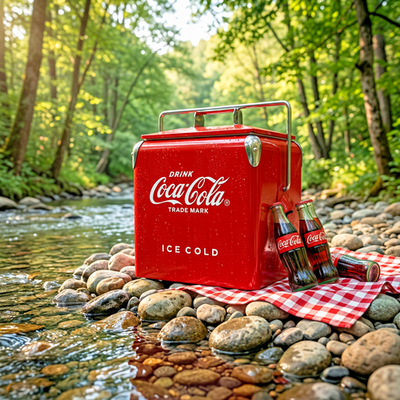 Coca-Cola 14Qt Retro Metal Cooler, Rugged 18-Can Portable Ice