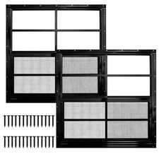 Shed Windows 2 Pack, Chicken Coop Windows 36" x 36" with Tempered Glass and F...