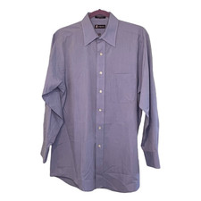 Chaps Wrinkle Free Dress Shirt Blue Cotton Mix Long Sleeve Button Down 15-15 1/2