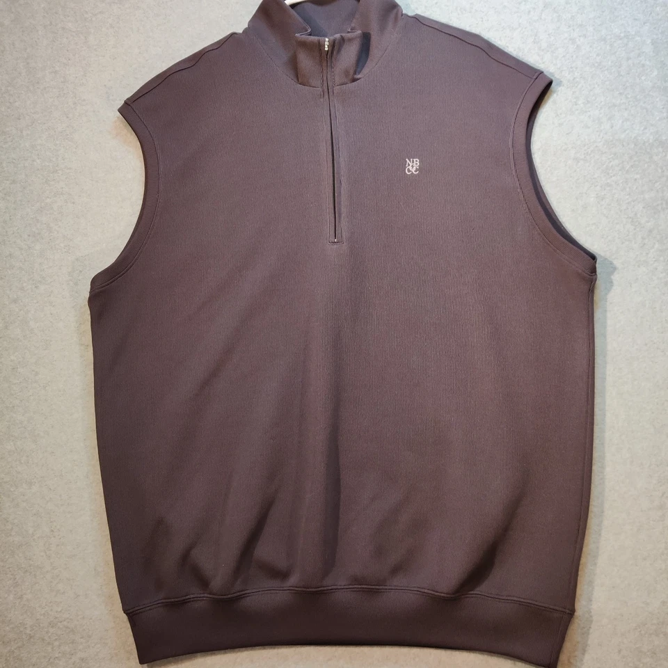 Donald Ross Para Hombres XL Gris Oscuro Ciruela Golf Suéter Chaleco Cuello Alto Cuarto Cremallera Foto 2 de 4