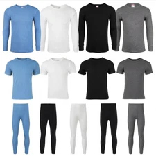 Men's Thermal Long Johns Top T Shirt Bottom Trouser Underwear Set Full Sleeve