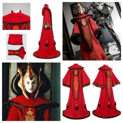 Star Wars Queen Padme Amidala Cosplay Costume Red Gown Dress Halloween Suit  UK