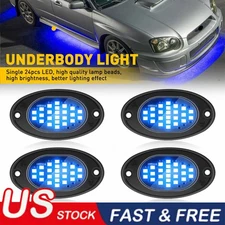 4X Blue LED Rock Lights Underbody Trail Rig Glow Lamp Offroad SUV Pickup Truck