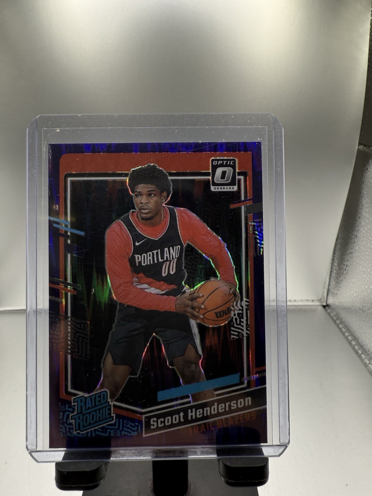 2023-24 Donruss Optic Rated Rookie Scoot Henderson #239 Purple Shock Prizm (RC)