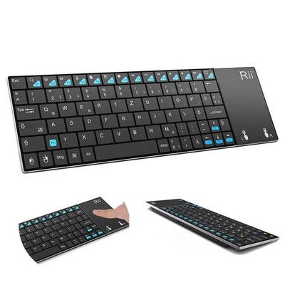 K12+ Mini Wireless Keyboard with Large Touchpad &Qwerty Keypad, Stainless Ste...