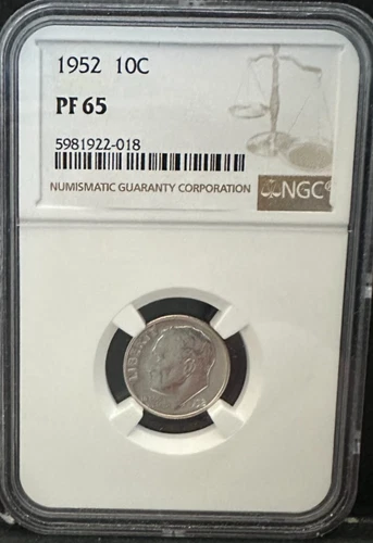 1952 Proof Roosevelt SILVER Dime NGC PF-65