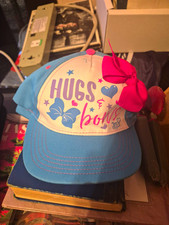 Girls Pink Hat Ball Cap with Adjustable Blue ...