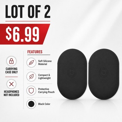 NEW OEM Beats Portable Silicone Carrying Case Pouch Powerbeats 1, 2, 3 Black