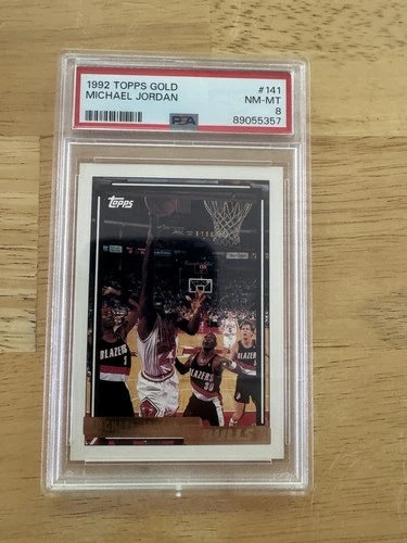 PSA 8 1992-93 1992 TOPPS GOLD MICHAEL JORDAN #141 INSERT CARD BULLS