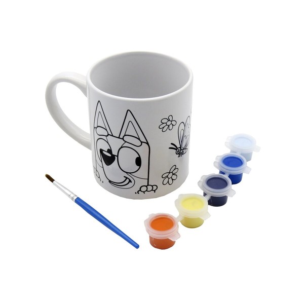 Bluey Tasse 240Ml Zum Bemalen Set Mit 5 Farben Und Pinsel-image