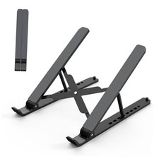 Laptop Stand for Desk, Adjustable Laptop Riser ABS Silicone Foldable Black