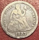 1887 Seated Liberty Dime. Toned. Free Shipping