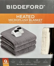 BIDDEFORD QUEEN ELECTRIC HEATED MICROPLUSH BLANKET BEIGE BRAND NEW