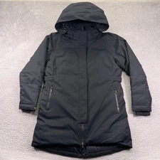 Lole Parka Jacket Women XL Black Hooded Down Quilted Water Resistant Winter Coat