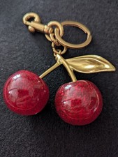 Cherry Keychain Charm Purse Bag Accessories Keyring Red Gold