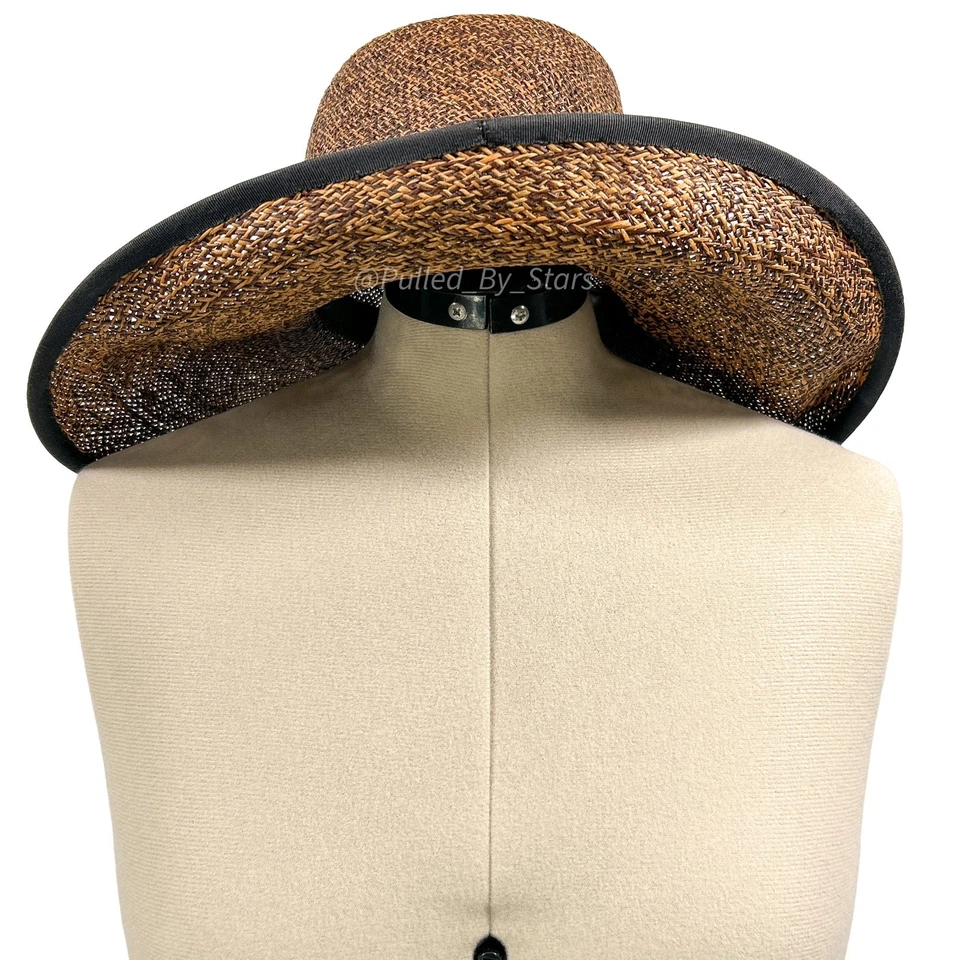 Vintage Custom-Made Artisan Magar Hatworks Millinery 17" Wide Brim Straw Sun Hat - Image 3 of 4
