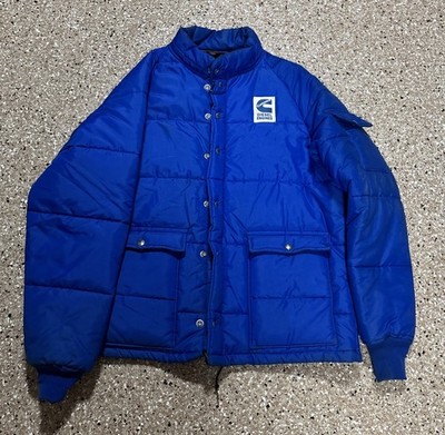 VTG Cummins Diesel Engine Puffer Coat Extra Large 48-50 Winter Blue Jacket READ