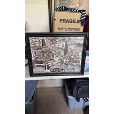 Chicago Landmarks Sports Collage Framed Art Michael Jordan Bulls Cubs Bears