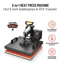 15x15" Heat Press Machine 2in1 T-Shirt Sublimation Transfer Digital Swing Away