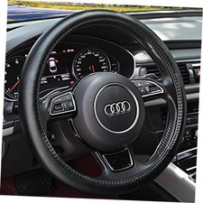 Heavy Duty Pure Cowhide Steering Wheel Cover, Black Genuine Leather BLACK-1