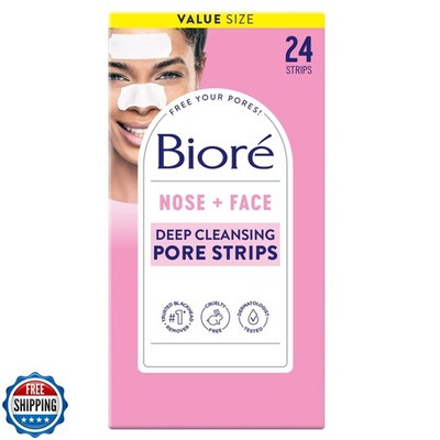 Bioré Nose+Face Blackhead Remover Strips, Deep Cleansing Strips for Nose, Chi