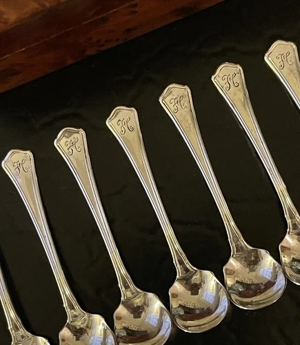 Rare Set 12 Wallace Washington Sterling Silver Salt Spoon American 2.5” Mono H