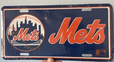 NOS New York Mets Embossed Metal License Plate! Vintage 90's MLB!