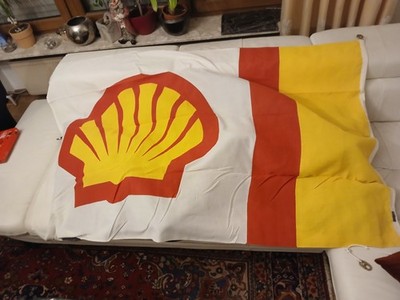 Shell Oel Benzin Tankstelle Fahne Schiff Ca158-110  Reklame Vintage 60-70 Jahre 