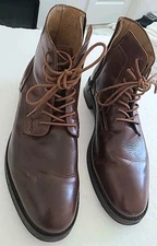 Men's Mark Nason Brown Leather Lace Up Boots Size 10.5 (side zip)