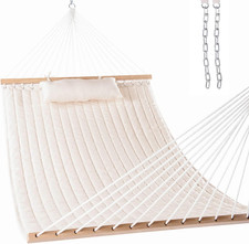 Lazy Daze Hammocks 12 FT Double Quilted Fabric Hammock with Spreader Bar and Det